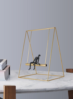 客厅家居摆件秋千摆件摆件电镀拉丝家居装饰品金属摆件