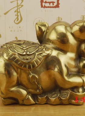 极速纯铜猪摆件黄铜招财纳福猪发财猪福猪生肖猪铜猪金钱猪工艺品