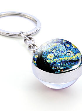 极速Van Gogh Oil Painting Keychain Starry Night art Picutre