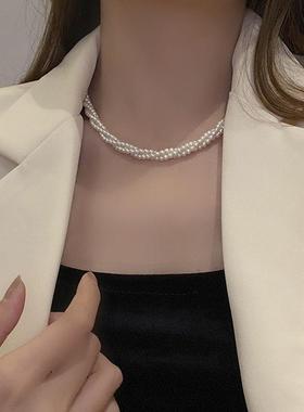非金属项链 巴洛克女轻奢小众高级设计感多层麻花锁骨链颈炼215