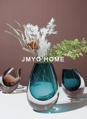 现代简约渐变色玻璃花瓶水培摆件创意客厅卧室电视柜餐桌软装饰品