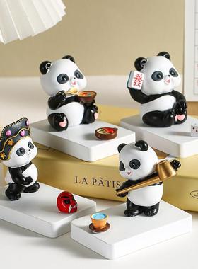 可爱四川熊猫手机支架小摆件办公室桌面实用装饰创意国潮文创礼物