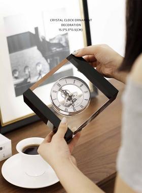 迷屿家居轻奢水晶时钟手工台钟 钟坐钟家用客厅桌面时钟书桌玄关