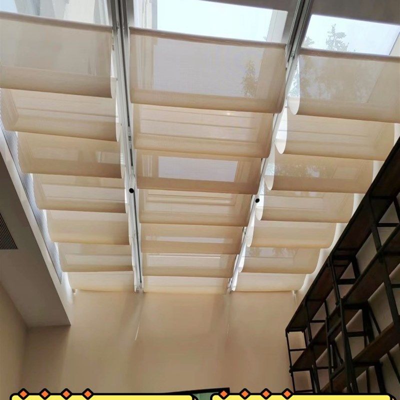 北京厂家直销阳光房顶遮阳帘室内电动伸缩帘玻璃顶蜂巢帘室外天幕,淘宝优惠券,粉丝福利购,淘宝优惠卷