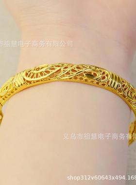 中东迪拜金色女式手镯新娘婚礼埃塞俄比亚手镯非洲手镯阿拉伯珠宝