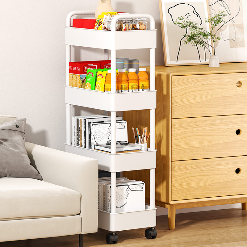 桌下书架落地可移动带轮桌面置物架简易宿舍家用小推车收纳书柜子 - 图2