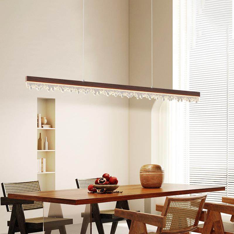极简餐厅吊灯胡桃木色一字长条灯具中古原木风护眼日式吧台餐桌灯,淘宝优惠券,粉丝福利购,淘宝优惠卷