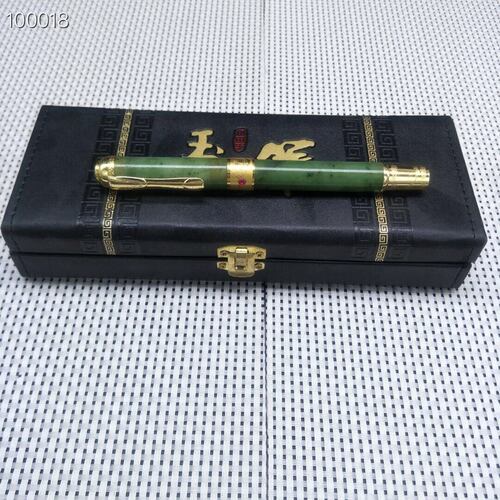 厂家直供玉石教师节实用礼品正品A货文房四宝金镶玉和田碧玉钢笔 - 图2