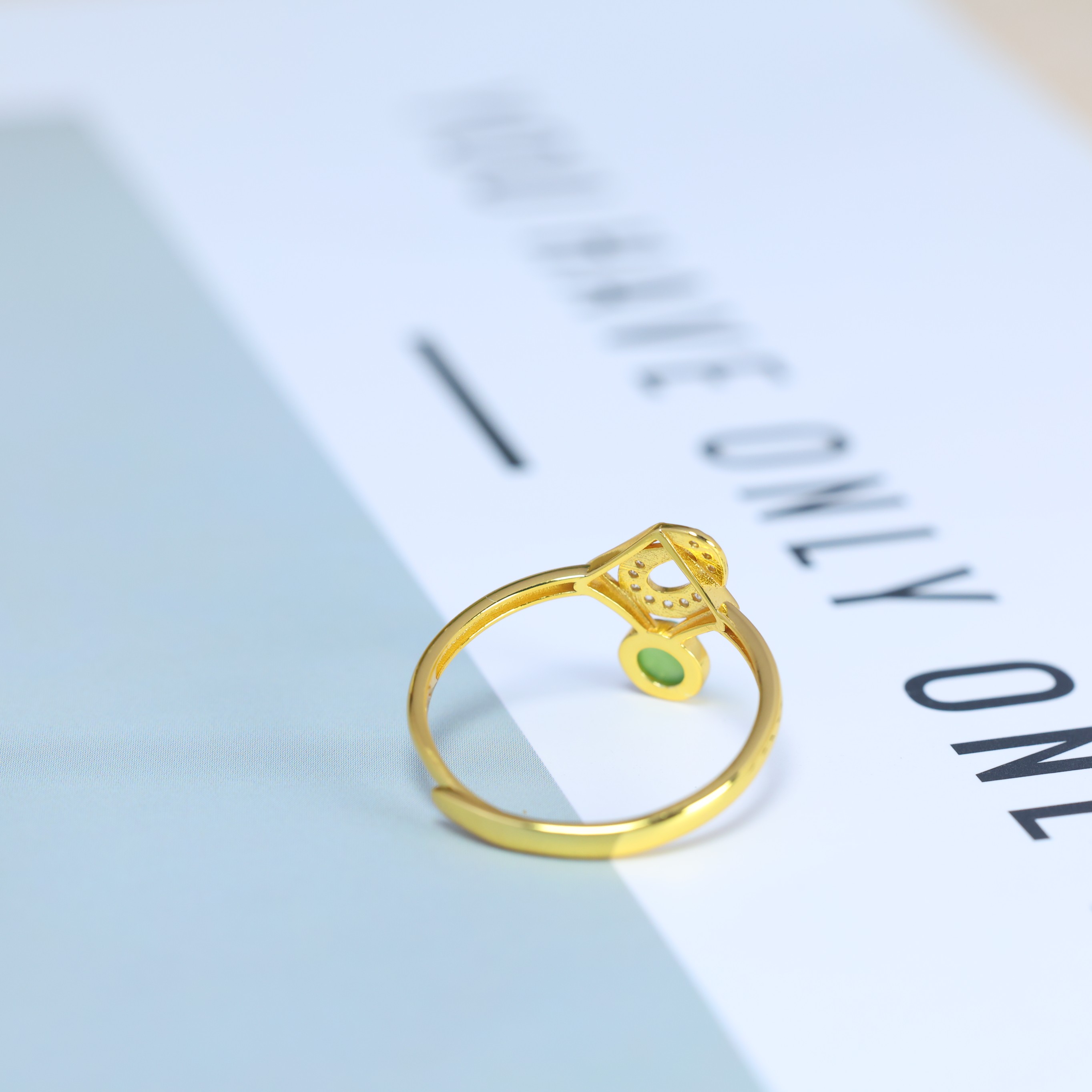 S925 silver inlaid Hetian jade jasper ring 11055