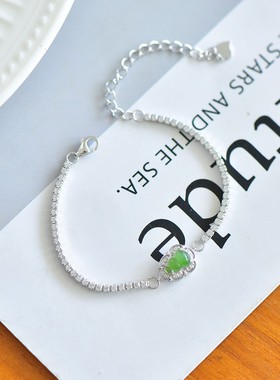 s925银镶和田玉碧玉葫芦手链