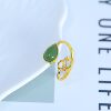 S925 silver inlaid Hetian jade jasper ring 11121
