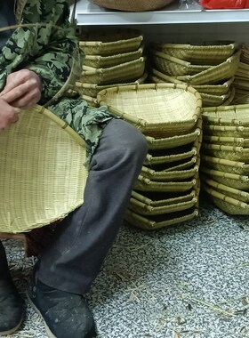 贵州省民间手工艺竹编筲箕淘米篮C沥水洗菜水果竹篓竹制品收纳筐