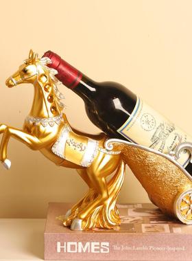 现代客厅红酒架摆件酒柜家居装饰工艺品马到成功乔迁新居创意礼品