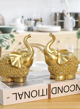 树脂桌面小摆件幸福小象书桌样板间家居电视柜礼品装饰品摆件轻奢