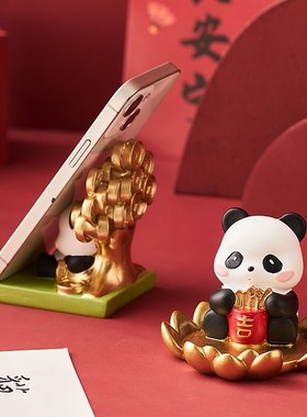 现货速发创意小众熊猫招财迷你小摆件办公桌打工人工位桌面装饰品