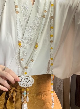 现货速发云梦若国风压襟璎珞项链新中式背云长流苏马面裙汉服