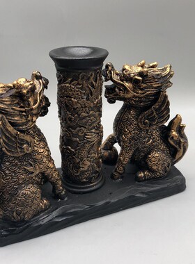 现货速发树脂水晶球底座双麒麟守护球托底托球拖球架葫芦矿标摆件