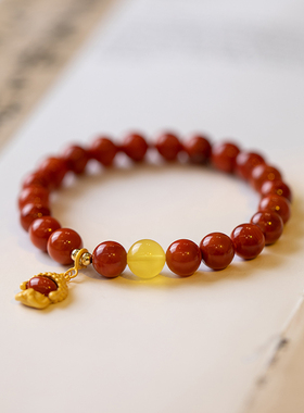 现货速发新品设计原矿川料南红单圈手串手链本命年