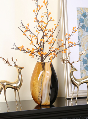 现代简约琉璃拼色花瓶轻奢艺术摆件客厅茶L几电视柜可水培花器装