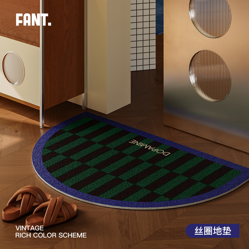 午后柏林中古风半圆丝圈入户地垫进门垫防滑耐磨蹭土可裁剪脚垫子 - 图0