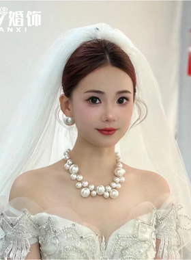 新品新娘新款手工大珍珠项链欧美轻奢气质高级感说个链赫本风夸张