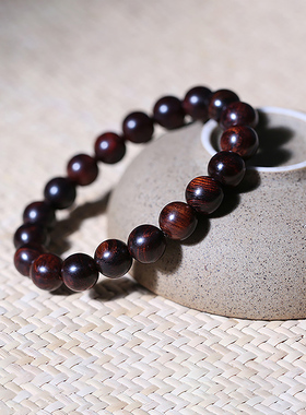 海南黄花梨手串佩戴级老油梨虎皮纹手链女念珠海黄檀木佛珠c 10mm