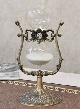 酒柜玄关客厅合金装饰工艺礼品摆饰 美式复古创意摆件 金属沙漏礼