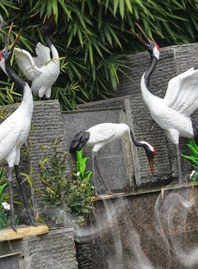 户外树脂彷真动物摆件仙鹤白鹭小品花园庭院水池院子园林装饰景观