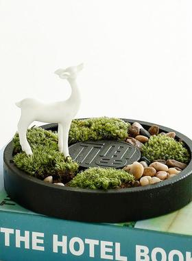 创意黑金装石盆禅jz202107意观假景山饰品微景观家居软客厅入口桌