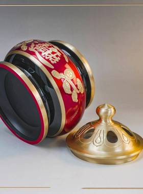 纯铜件5摆.5寸FBH盖金炉香炉家里公司室带内金烧纸用中式传统