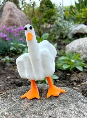 莱涛14.5cm创意新品中指鸭子摆件树脂工艺品搞怪鸭家居摆件装饰品