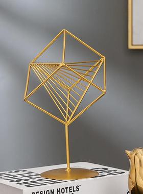 欧式风格铁艺架创意几何立方体家居摆件客厅酒柜样板房客厅摆件