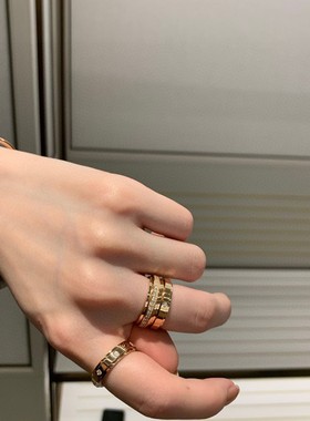 伯家时来运转戒指女纯银镀18K金