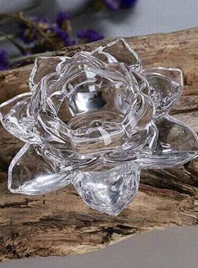 厂家直供高品质玻璃莲花烛台酒吧舞台西餐厅香薰烛杯香油灯灯座