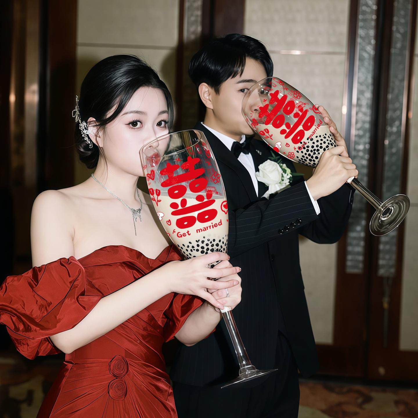 结婚敬料酒杯大高脚杯婚礼创意钻diy材结婚创意包碎粘贴酒杯超送,淘宝优惠券,粉丝福利购,淘宝优惠卷