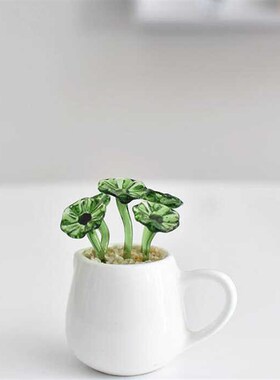 创意琉璃多肉小盆栽办公室桌面摆件玻璃仿真绿P植客厅假花装饰摆