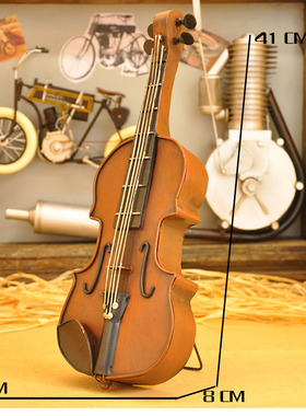 复古法式铁艺欧式小提琴摆件乐器小模型仿K真港式茶餐厅钢琴装饰