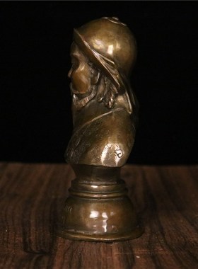 成吉思汗铜c摆件纯铜铁木真半身像客厅办公室民族风装饰金属工艺