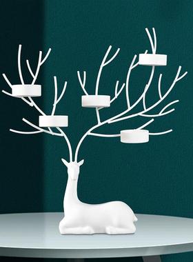 新款欧美多色麋鹿烛台装饰餐厅摆件工艺品家庭餐桌浪漫情调烛光