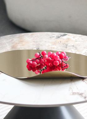 北欧ins风轻奢金属不规则折页托盘高级感桌面创意艺术水果盘饰品