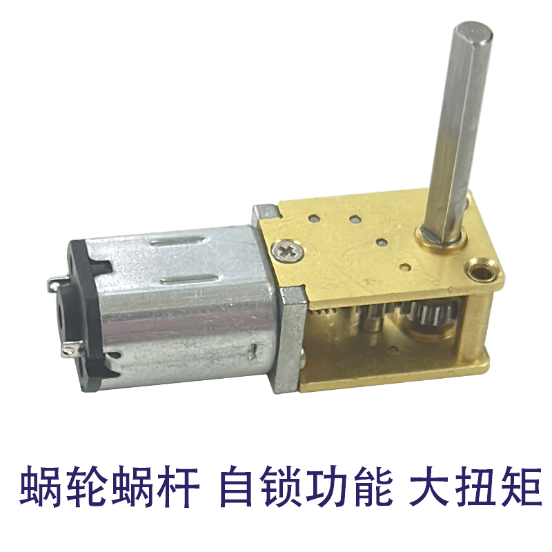 1218-N20微型直流减速电机蜗轮蜗杆自锁双轴加长轴3V6C12V大扭矩 - 图0