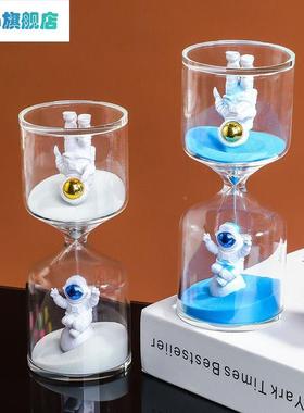 太空人沙漏计时器儿童防摔3/5/10分钟学生吃饭时间流沙瓶礼物玻璃