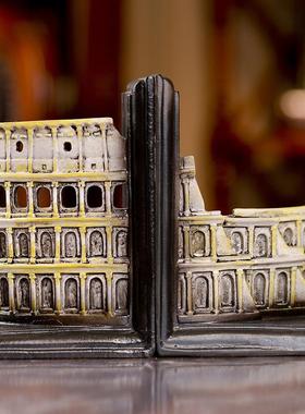 美式乡村家居装饰品复古做旧书档摆件中式客厅创意树脂创意工艺品