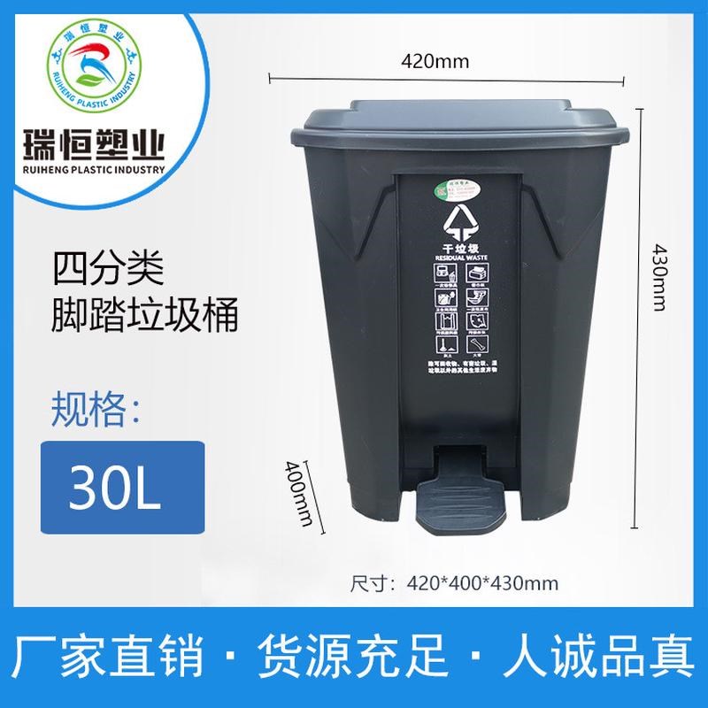 脚踏式垃圾桶30L50pL80L100L四分类脚踩垃圾桶公园垃圾分类桶 - 图3