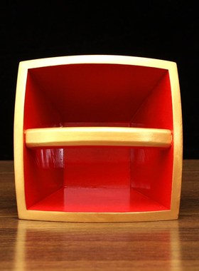 桃木彩绘聚财斗摆件彩绘米斗升子斗家G居客厅老式实木斗木雕工艺