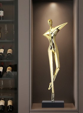 意式极简艺术人物雕塑竖高摆件客厅玄关壁龛轻奢S细长高级感工艺