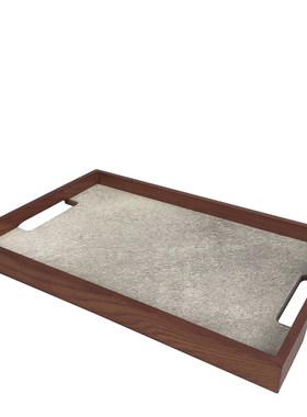 马毛棋盘格托盘简约软装板房展厅酒店软装饰品摆件