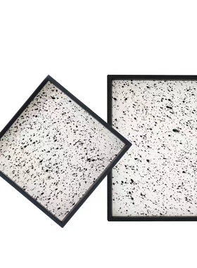 轻奢马毛斑点托盘摆件样板间软装工艺礼品摆饰托盘酒店客厅托盘