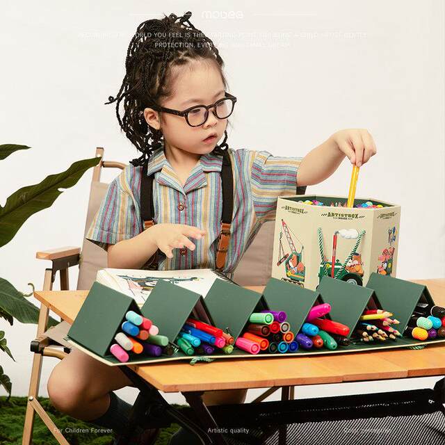 Mobee brush gift box crayons camping painting tools primary school students outdoor painting set kindergarten graffiti pen