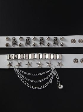 欧美时尚多层皮宽手链个性霸气骷髅铆钉朋克街舞手环饰品